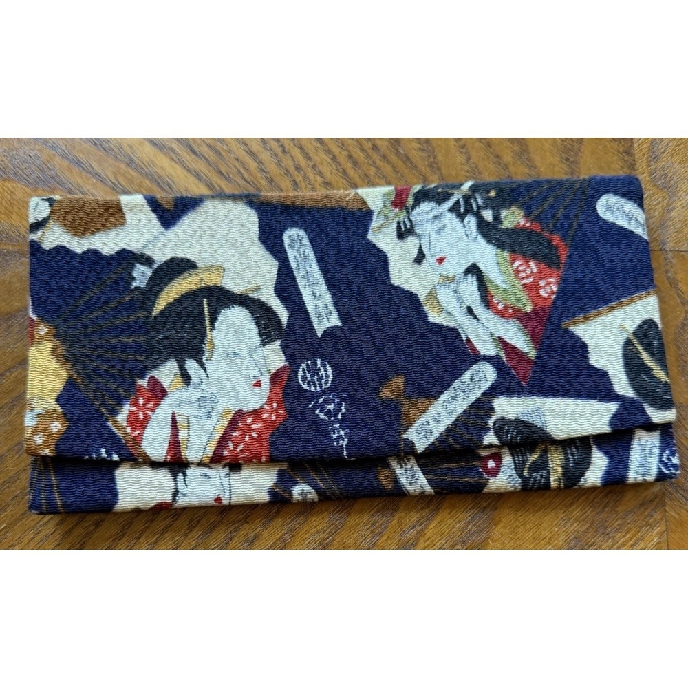 Japanese Wallet Blue 7.25 inches Long by 3.75 inches Tall